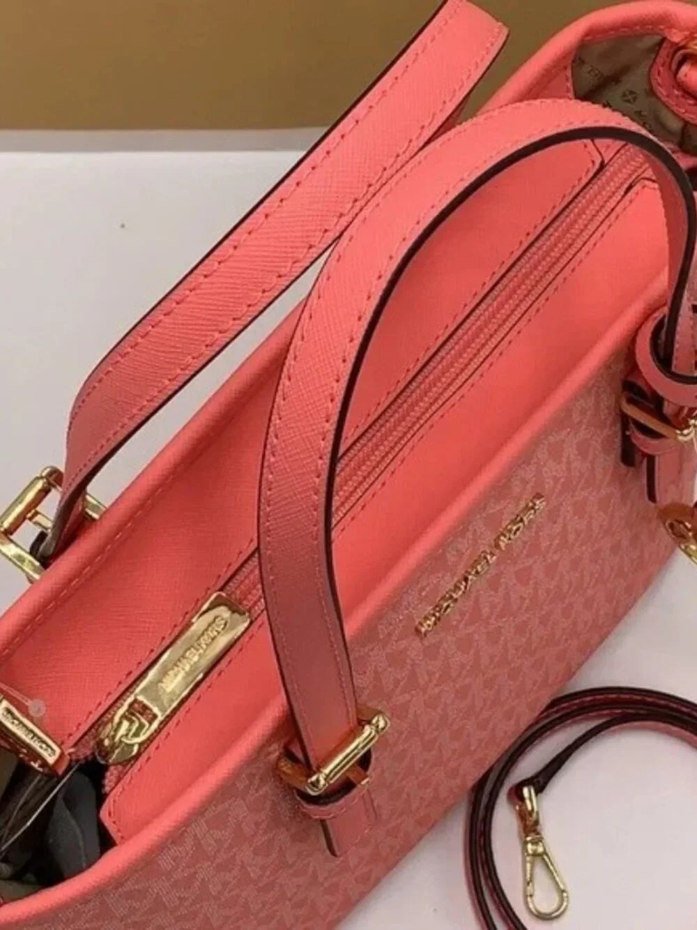 Nwot Michael Kors Pink Convertible Top Zip Crossbody Bag Tote Purse